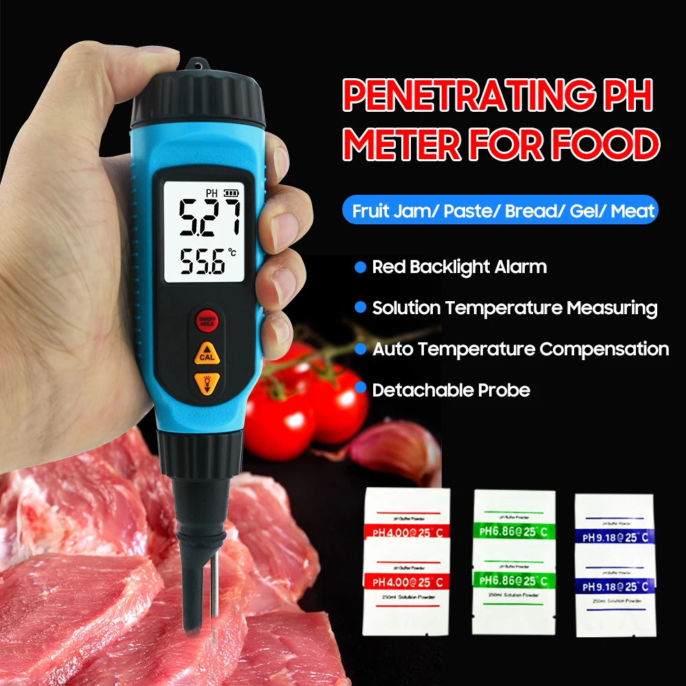 SMART SENSOR PH818M PH Meter for Food Processing 2 in 1 Food PH Tester
