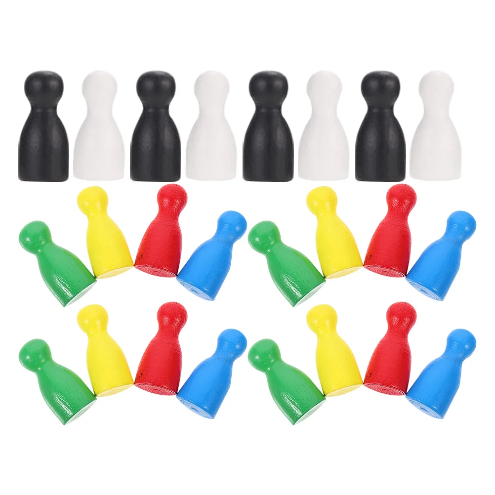 

24 Pcs Piece Wood Chess Board Game Accessories Replacement Checkers Wooden Pieces Tabletop Markers Educational Toy Games Pawns