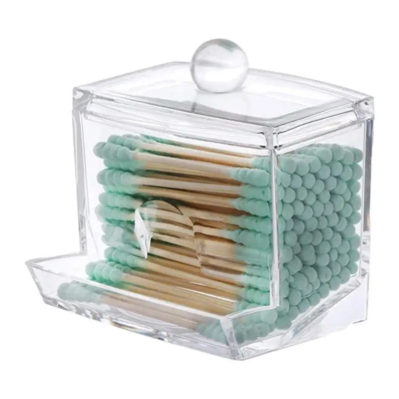 

Transparent Cotton Swabs Stick Storage Cosmetic Bathroom Storage Organizer Reusable Simplicity Acrylic Cotton Ball Box