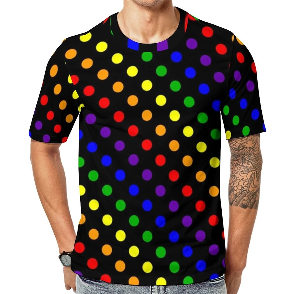 White and Red Polka Dot T-Shirt Couple Vintage Spot Print Y2k Gym