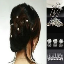 

20Pcs Alloy Pearls Flower Hairpins U-shaped Pin Metal Barrettes Elegant Bridal Hair Accessories Wedding Hairstyle Design Tools