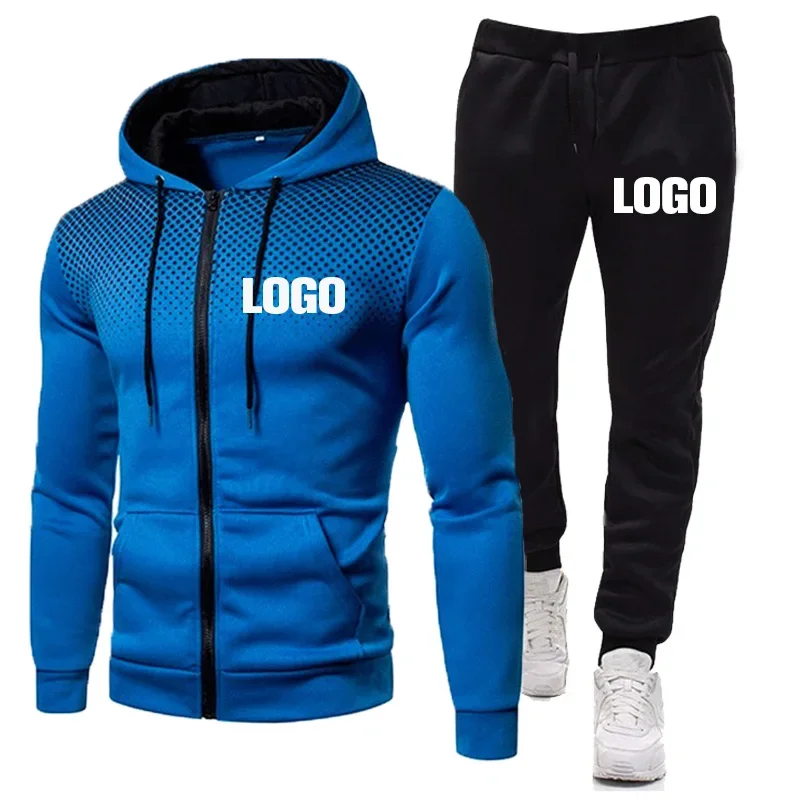 Custom Your Logo 2023 Y2k Men's Casual Sweatshirts Suit Autumn Male Hooded Pullover Sportpants Suit Diy Print Sets New for Male