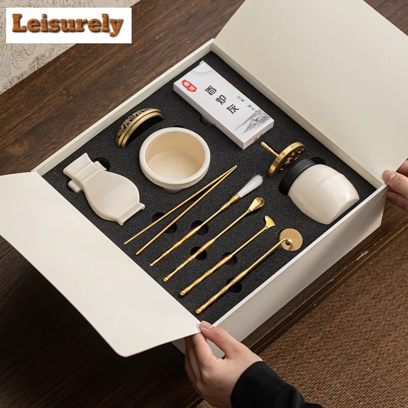 High End Fragrance Seal Gift Box Set Copper Seal Fragrance Complete Incense Path Entry Tool Seal Fragrance Tool Powder Gift box