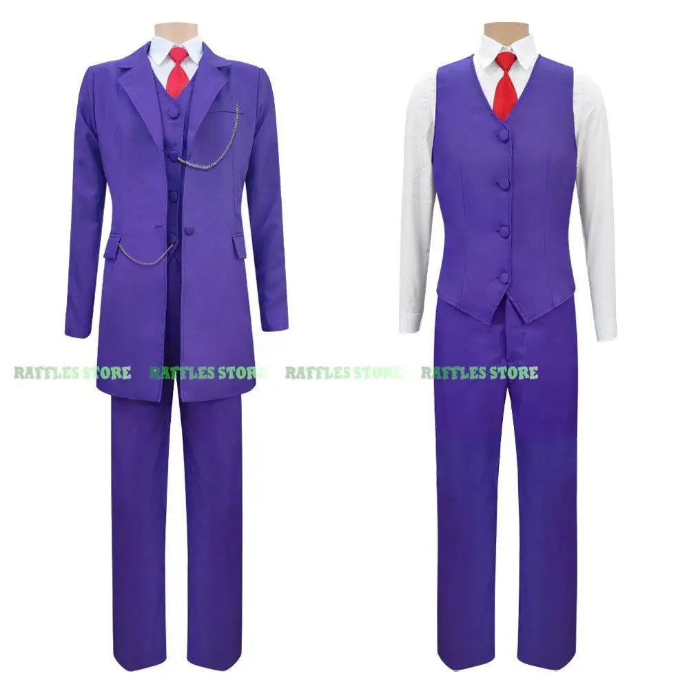 

Anime Tokyo Revengers Sanzu Haruchiyo Cosplay Costume Pink Wig Bonten Purple striped Suit Halloween Party Unisex Cosplay Kostume
