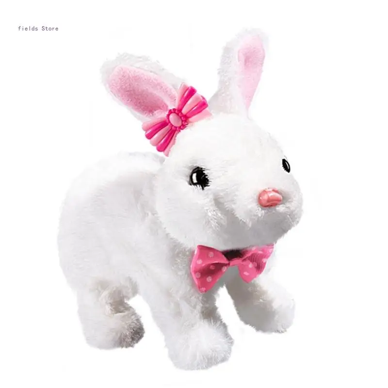 Realistic Walking Rabbit Furry Plush Animal Electronic Pet Girl Educational Toy
