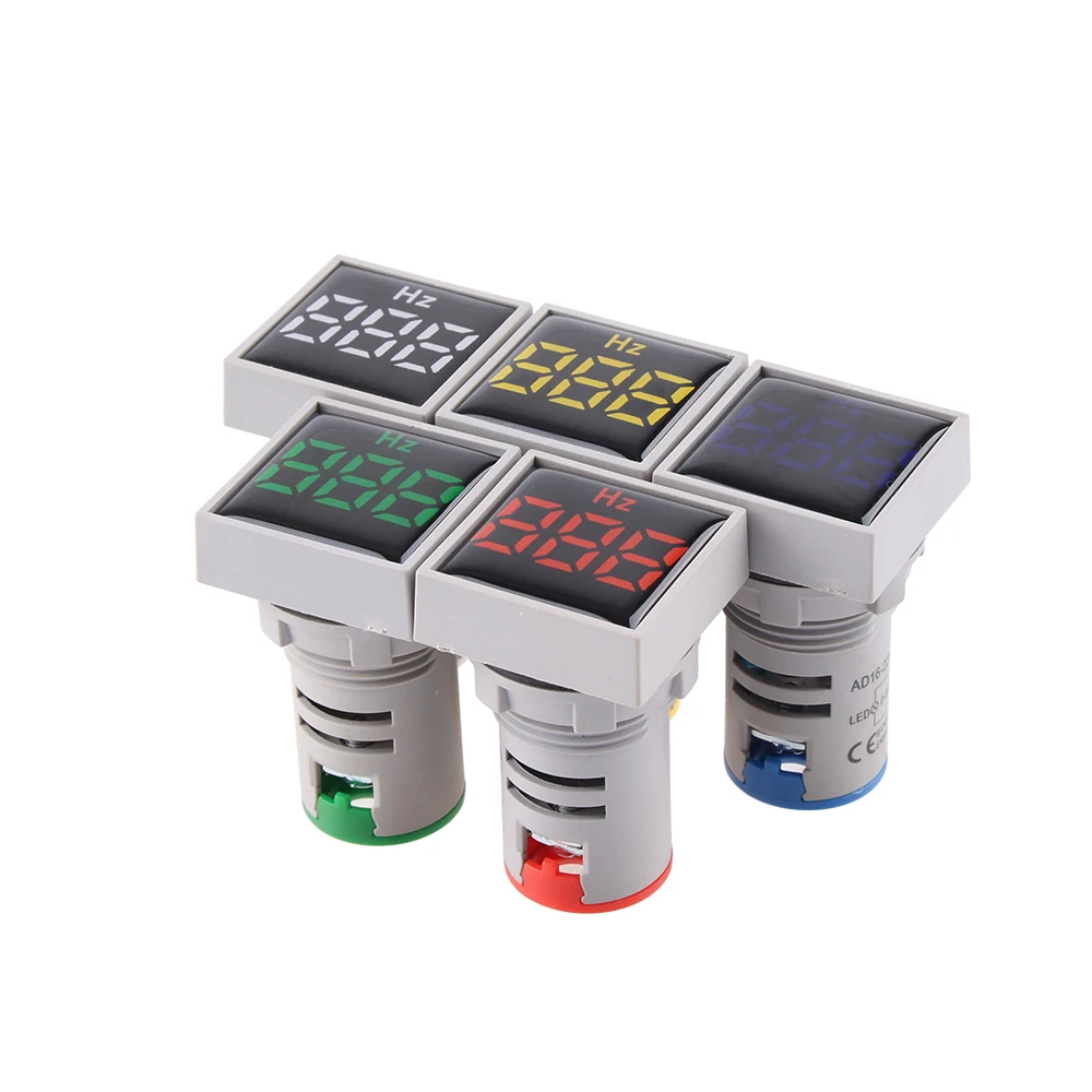 22mm Square Digital Display Electricity Hertz meter Measuring Range 0-100 Hz Frequency Meter Indicator Signal Light Combo Tester frequency counter tester frequency meter