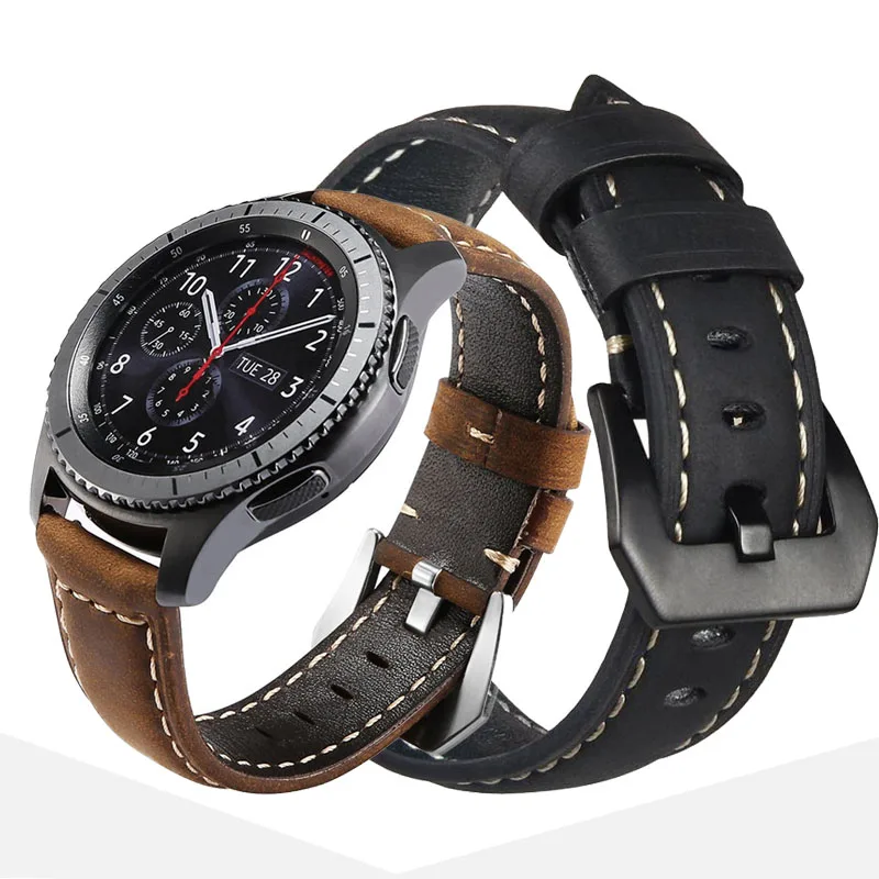 

For Samsung galaxy watch 3 45mm Strap Leather watchbands High Quality Sport Bracelet 22mm Watch band For galaxy watch 46mm