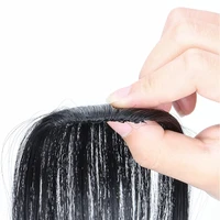 Extensions de cheveux invisibles Air Bangs : Postiche synthétique à franges frontales - Noir et marron pour femmes 4