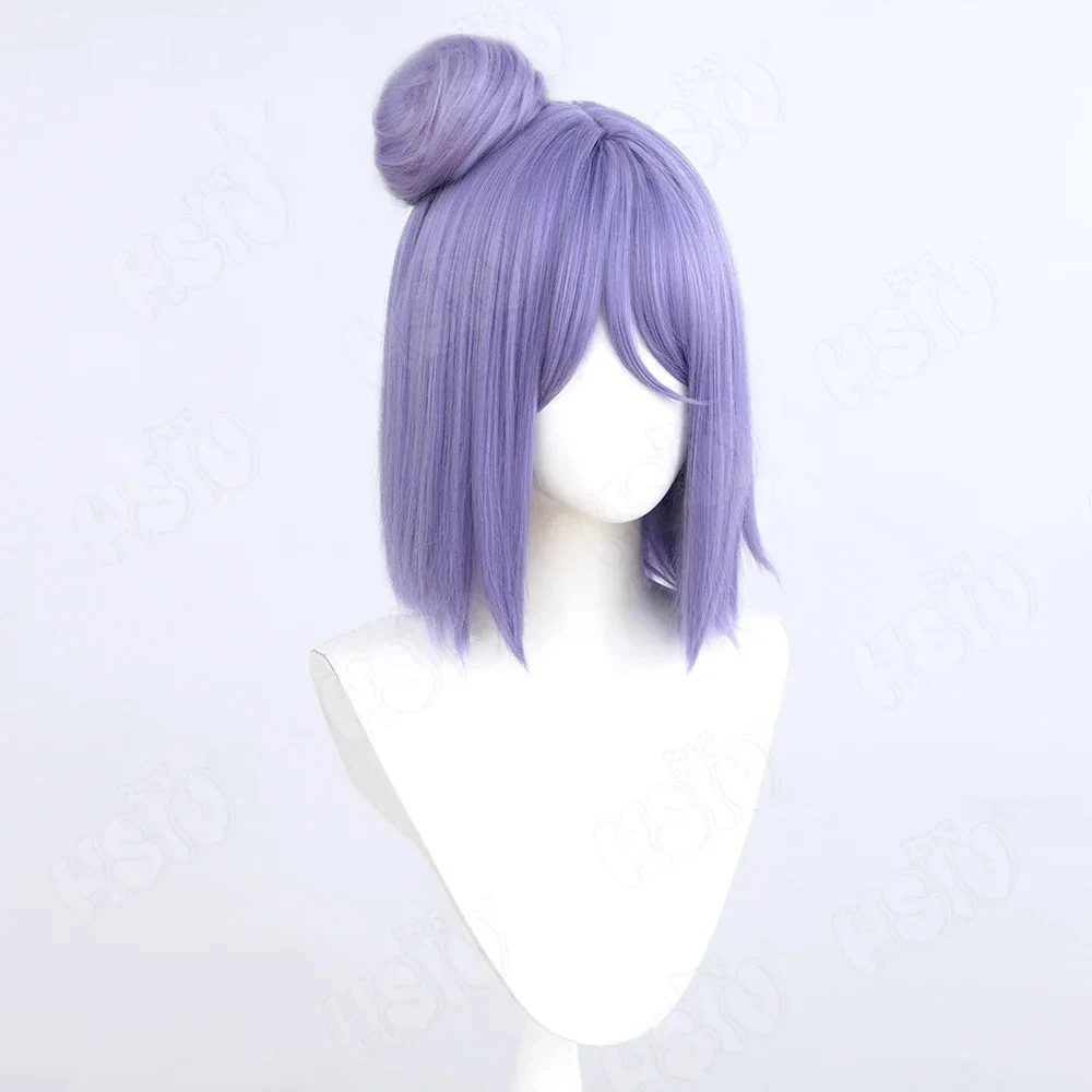 Parrucca cosplay Konan HSIU, capelli sintetici corti viola da 40 cm, resistenti al calore + cappuccio per parrucca - immagine 4
