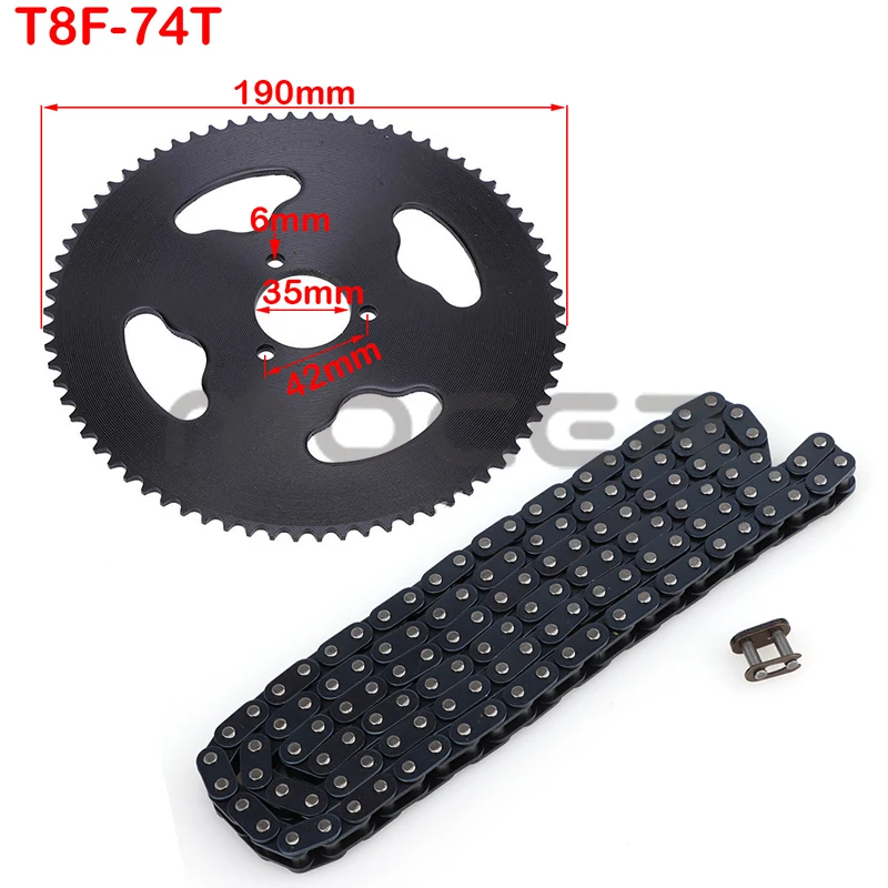 47cc 49cc T8F Chain 136 Links and 38T 44T 54T 58T 64T 74T Teeth Sprocket Kits For Mini Moto Atv Quad 2 Stroke Engine Parts