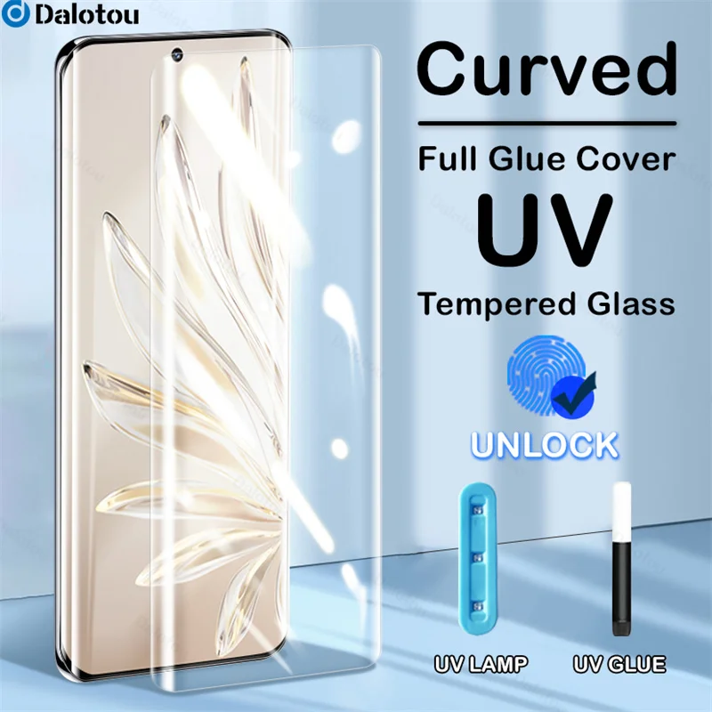 Uv Tempered Glass For Huawei P30 Pro P50 P40 Plus Screen Protector On
