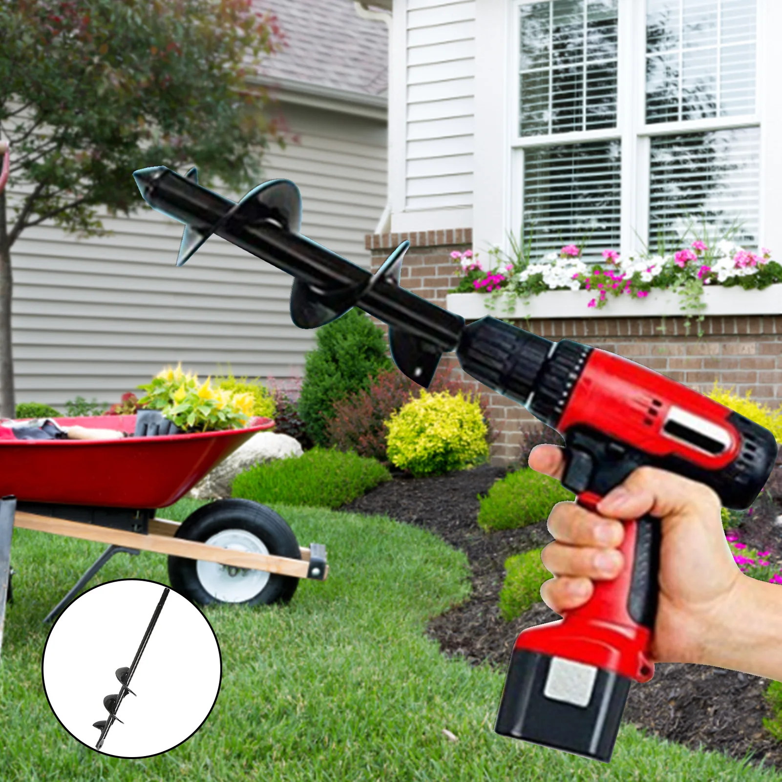 S5f5d300584d844028f634aa87c5645eaG For Garden Planting Hole Earth Auger Hole Digger Post Hole Digger Garden Planting Machine Drill Bit Garden Auger Tool Two Size Mallzona