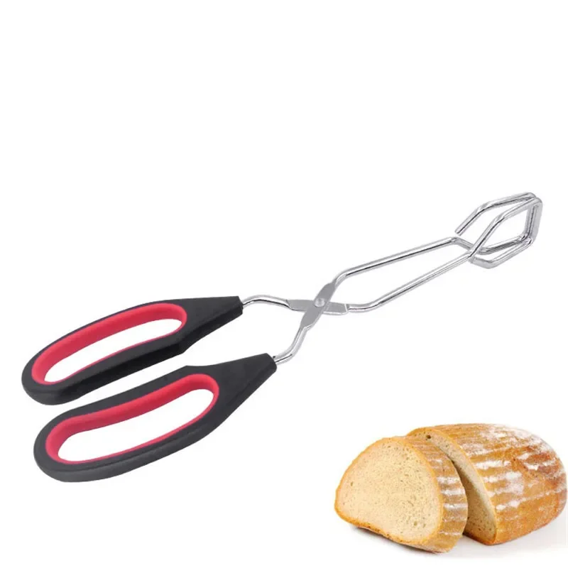 Barbecue Carbon Clip Grilled Food Long Handle Scissor Tongs Salad Charcoal Clamp Meat Clip Wood Grabber BBQ Tongs Kitchen Tool food tongs kitchen food clips