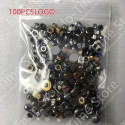Steel Watch Handles & Crowns Set - 100-Piece Waterproof Collection in Various Sizes and Colors for Watchmaking & DIY Projects (100PCSLOGO)