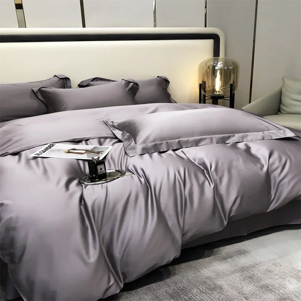 Svetanya Pure Egyptian Cotton Bedding Sets Bed Linens Solid Color Sheet Pillowcase Duvet Cover Queen King 3