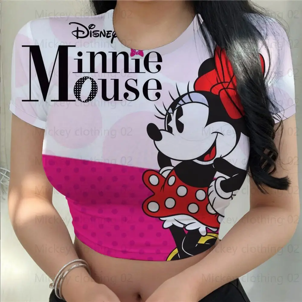 

Высококачественные брендовые футболки Disney, летняя одежда с рисунком Микки/Минни, Y2k, Сексуальные облегающие повседневные топы с 3D-принтом, новинка 2024