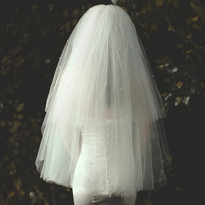 

Фата свадебная с гребнем, модный элегантный двухслойный тюль для невесты, свадебные аксессуары
