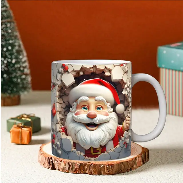 3D Snowman Mug, 3D Christmas Mug, 3D Crack Hole Mug, 11oz an - Inspire  Uplift