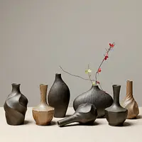 Creative Ceramic Handmade Desktop Decoration Ceramic Small Flower Vase Home Retro Hydroponic Vase Japanese Style Zen Vase LF328 1