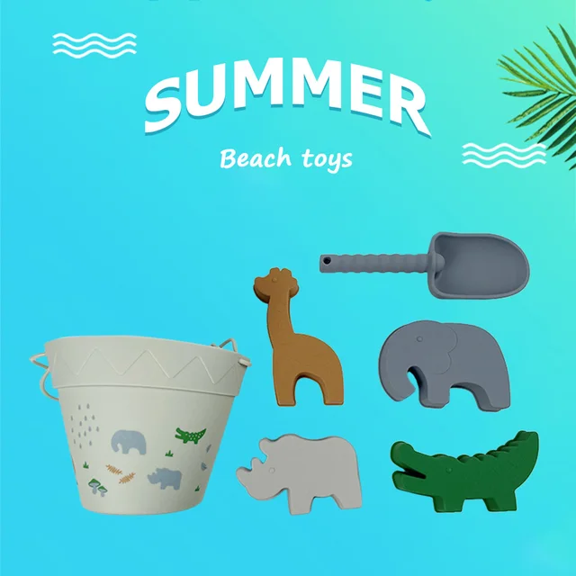 Children Beach Play Sand Play Tools Cute Silicone Animals Shaped Sandbox Sets for Children Holiday Party Gifts 1