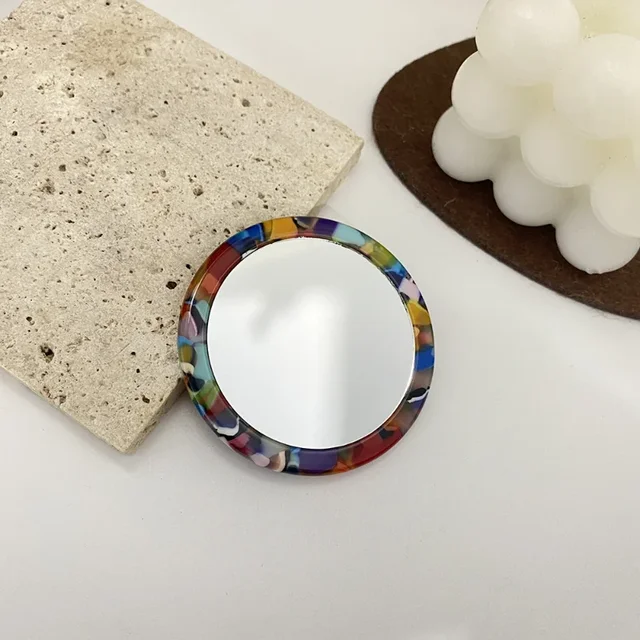 Petit miroir rond en acétate Simple, petit miroir de maquillage à motif zèbre, Mini miroir de maquillage rond Portable, accessoires de voyage 4