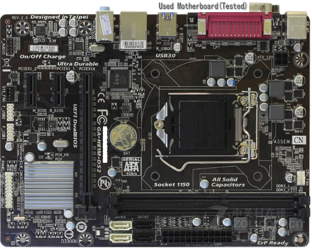 

motherboard for gigabyte GA-H81M-DS2 LGA 1150 DDR3 USB2.0 USB3.0 16G H81M-DS2 H81 used Desktop Motherboard