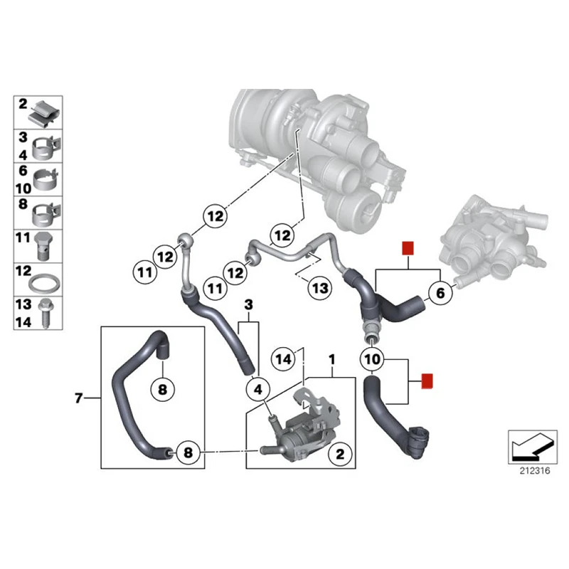 Water Tank Return Coolant Hose for Mini R55 R56 R57 R58 R59 R60 COOPER S JCW ALL4 11537600674 11539845352