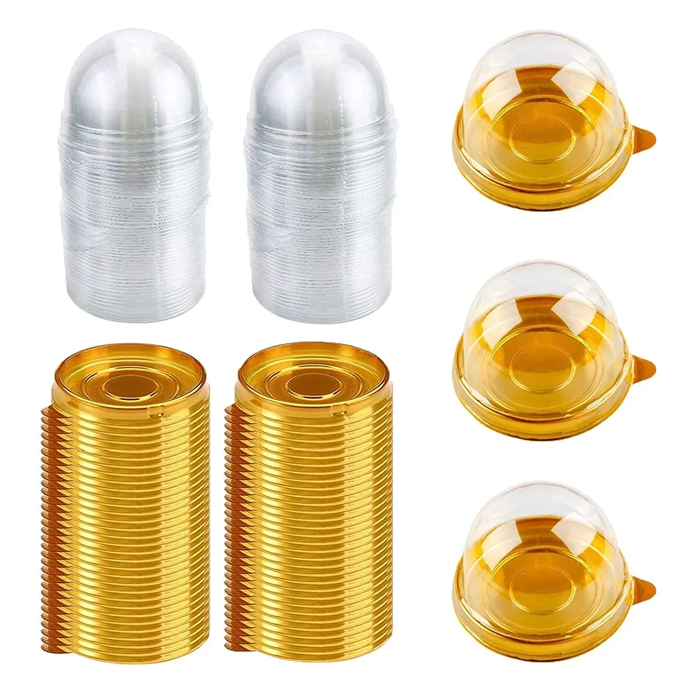 Clear Plastic Mini Cupcake Box Round Cupcake Mooncake Dessert Container Box Cookies Muffins Dome 50PCS