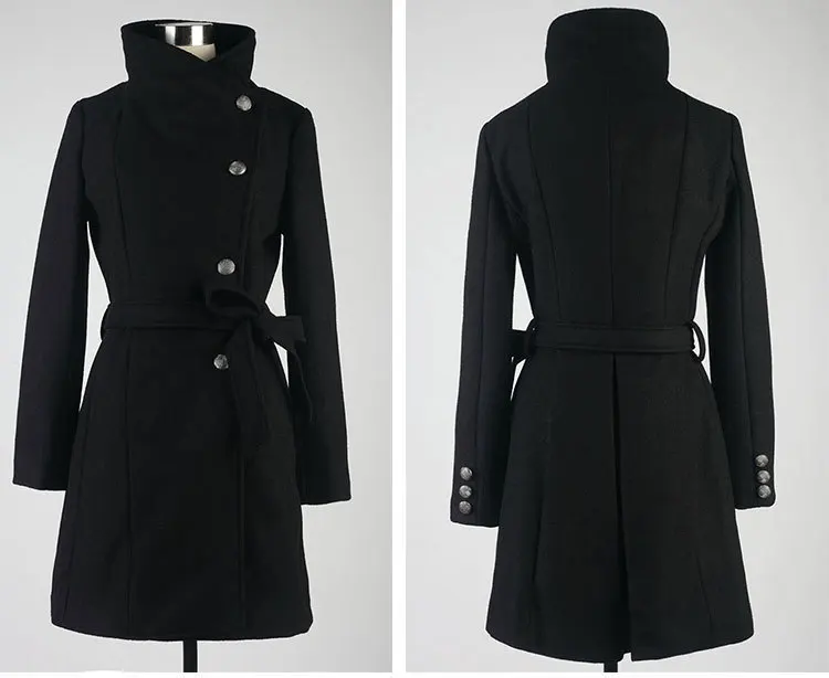 Women 2022 New Fashion Lapel Wool Coat Ladies Autumn Winter Manteau Femme Overcoat Cotton Mixing High Quality Long Slim Coats