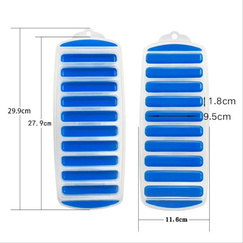 10 Holes Silicone Forms Long Strip Finger Biscuit Ice Cube Mould Tray