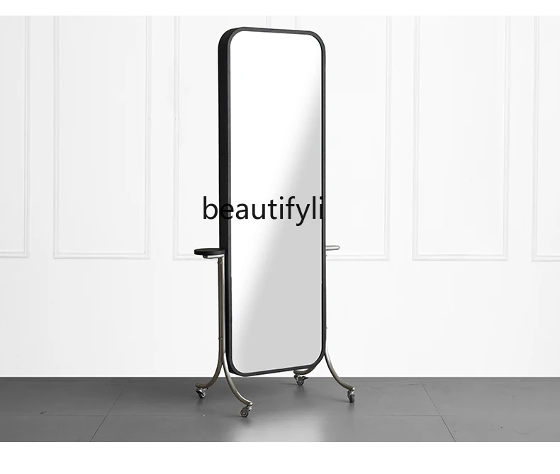 

Movable Full-Length Mirror Living Room Rotating Floor Mirror Home Bedroom Storage Magazine Rack Dressing Mirror