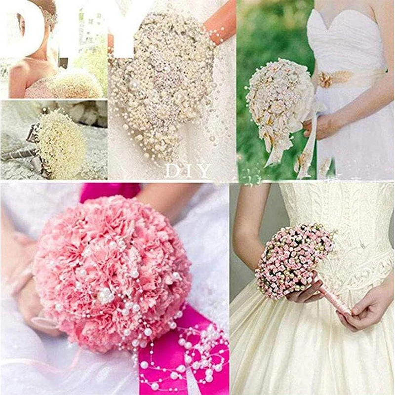 16 Stems Acrylic Crystal Flower Bouquet - Silver Glitter Berry Branches With Beaded Design | Artificial Floral Arrangement For Wedding & Home Decor