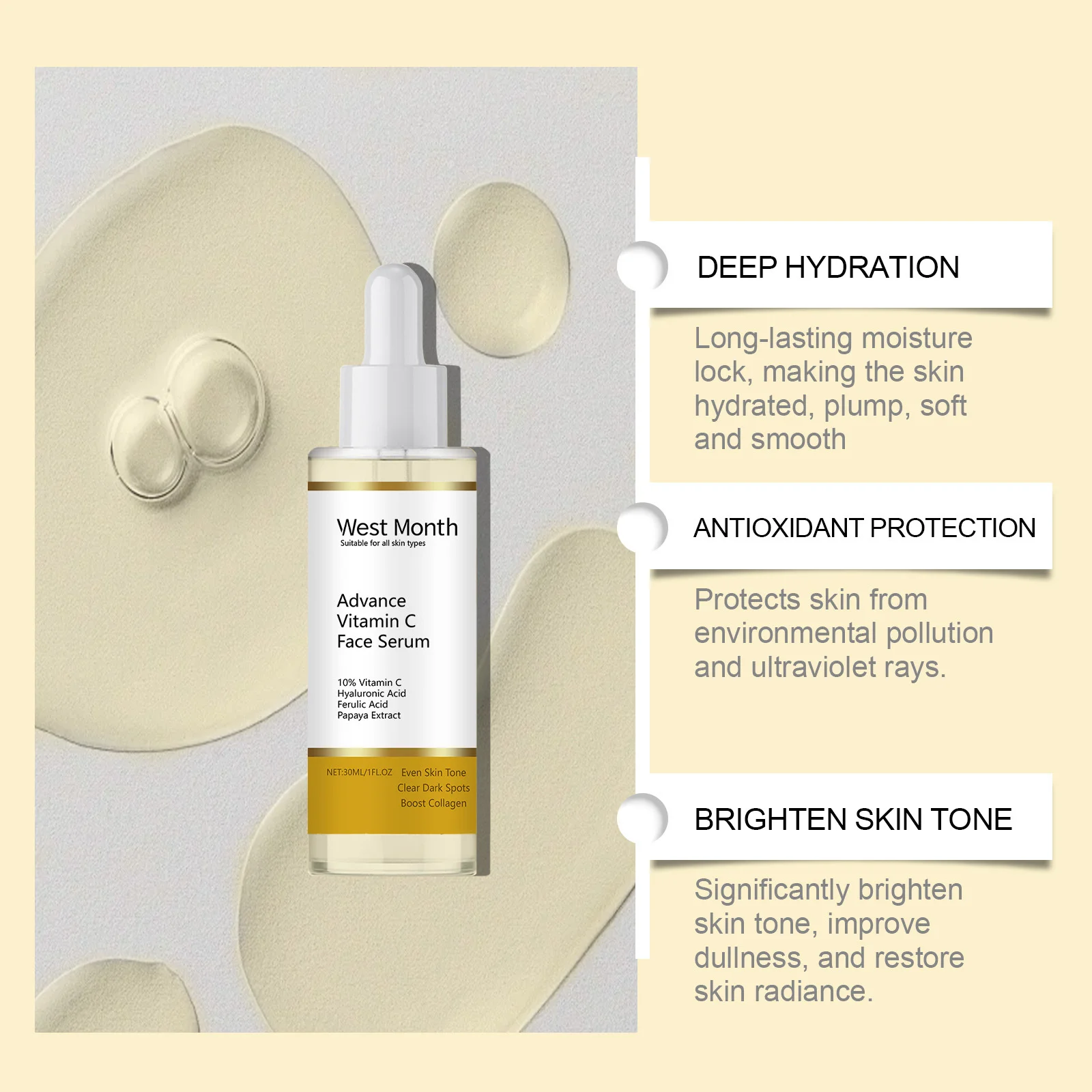 Advance Vitamin C Face Serum Remove Dark Spots Brightening Repair Dull Moisturizing Whitening Skin Tone Essence Beauty Products 6