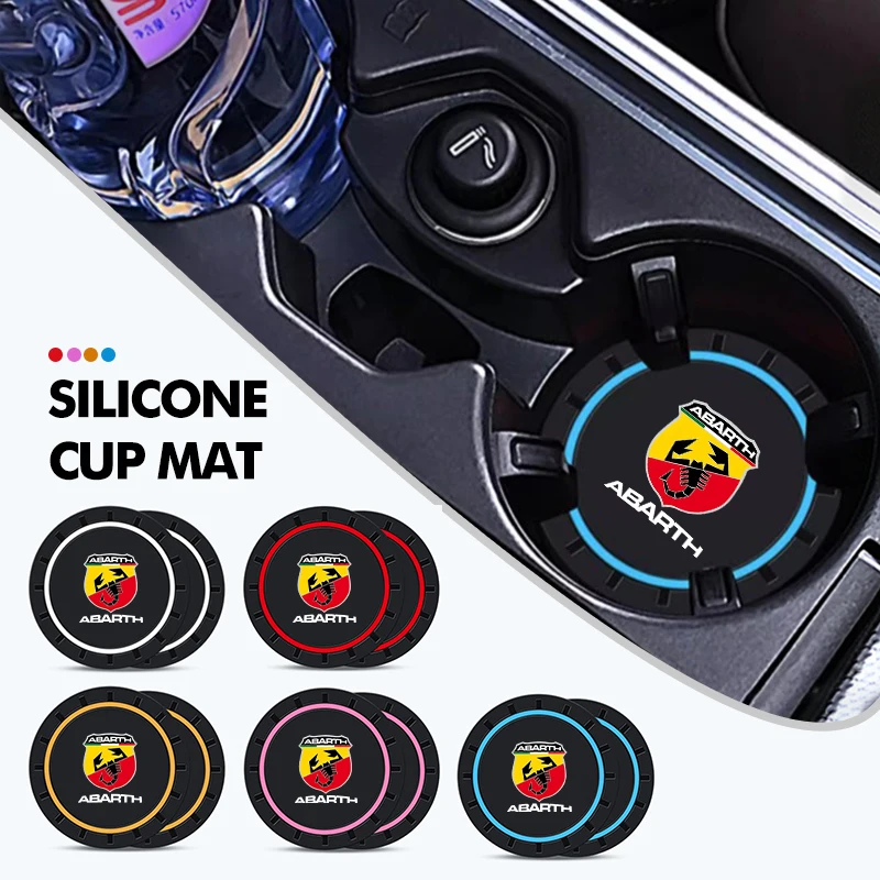 2pcs Car Silicone Coaster Water Cup Anti-slip Mat Accessories For Abarth Stilo Ducato Palio Bravo Linea Doblo 500 Grande Tipo Cup Holder Coasters Car Non Slip Mat Non Slip Mat Car Coaster Pads Silicone Anti Slip Pad Silicone Anti Skid Pad