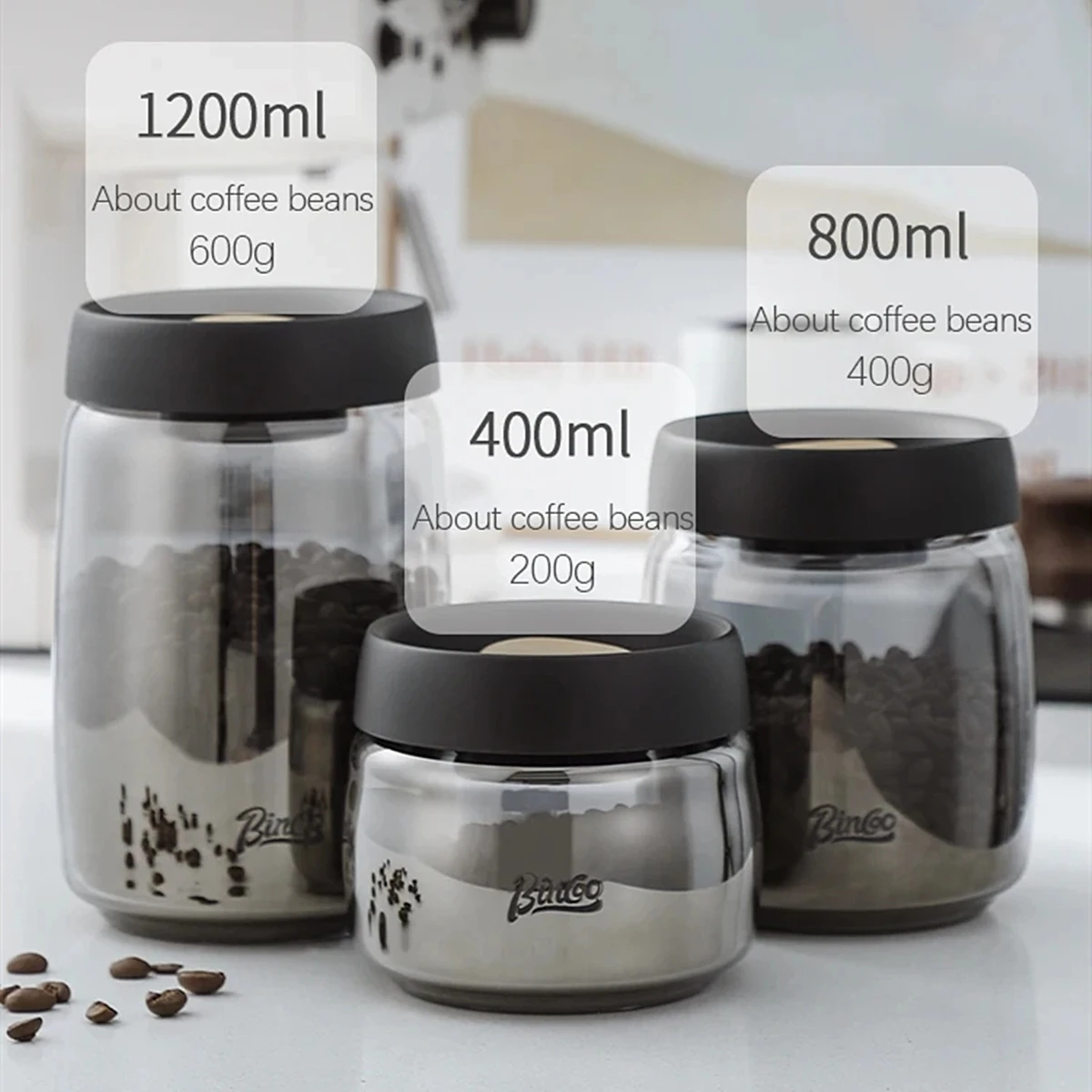 Coffee Bean Vacuum Sealed Tank Glass Manual Vacuum Container Jar Tea Nut Kitchen Storage Organizer Outdoor Camping Canister 5