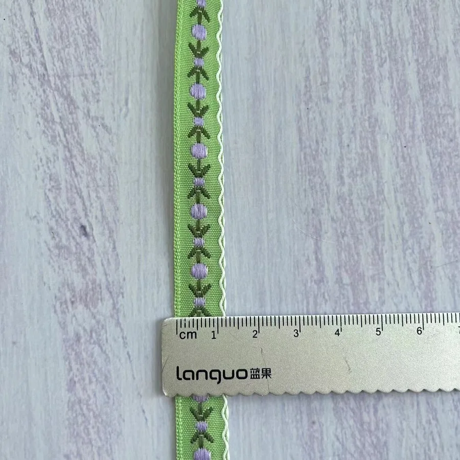 에스닉 스타일 웨빙 우븐 자카드 리본 잎 꽃, 의류 액세서리, LS-2250 너비 1.2 cm, 50 야드/로트