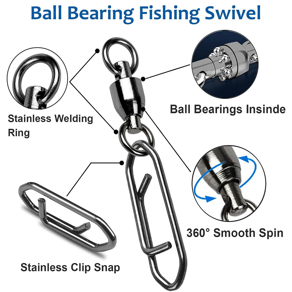 Fishing Bearing Rotary Connector 10Pcs 0#-5# Silver Strong 360&deg; Fishing Bait Quick Pin Connection Ring Gear Accessories