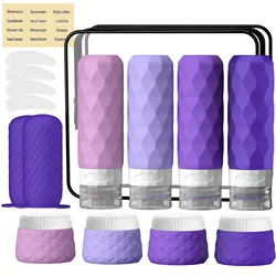 Portable Beauty & Personal Care Travel Set: TSA - Approved Toiletries & Accessories - Silicone (Purple)
