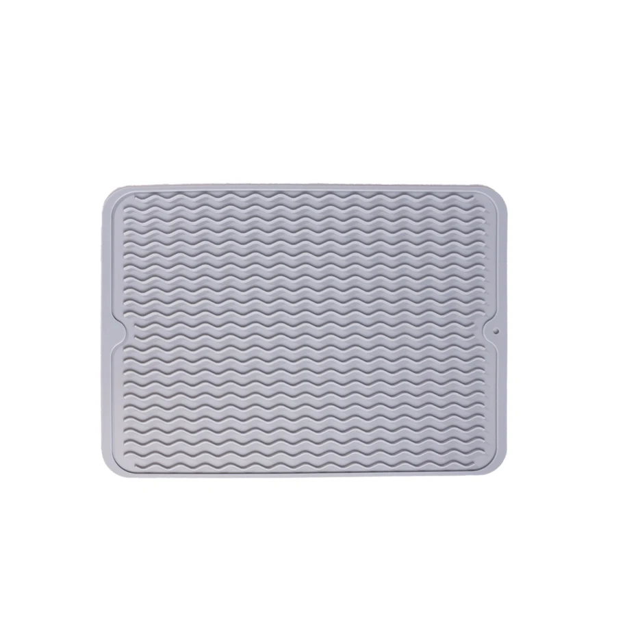 1pc Silicone Dish Drying Mat, Modern Dark Grey Anti-slip Foldable