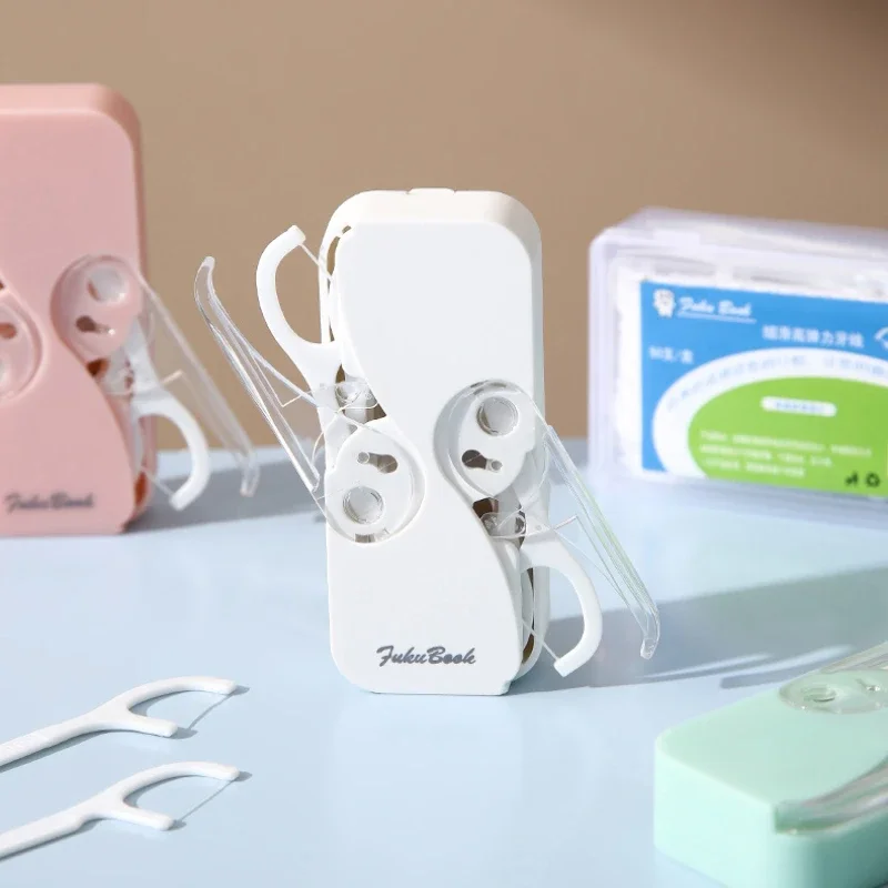 Portable Mini Dual Switch Dental Floss Storage Box Dustproof Waterproof Automatic Eject Floss Organizer Floss Stick Container