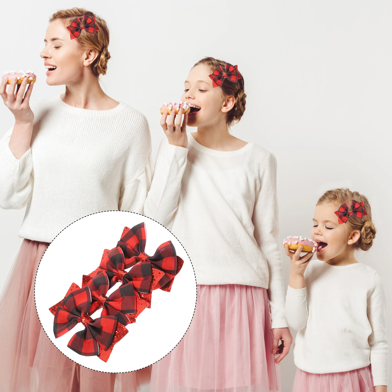 

4pcs Hair Bows Women Hair Clips Plaid Hair Clips Cute Hair Accessories for Party Birthday