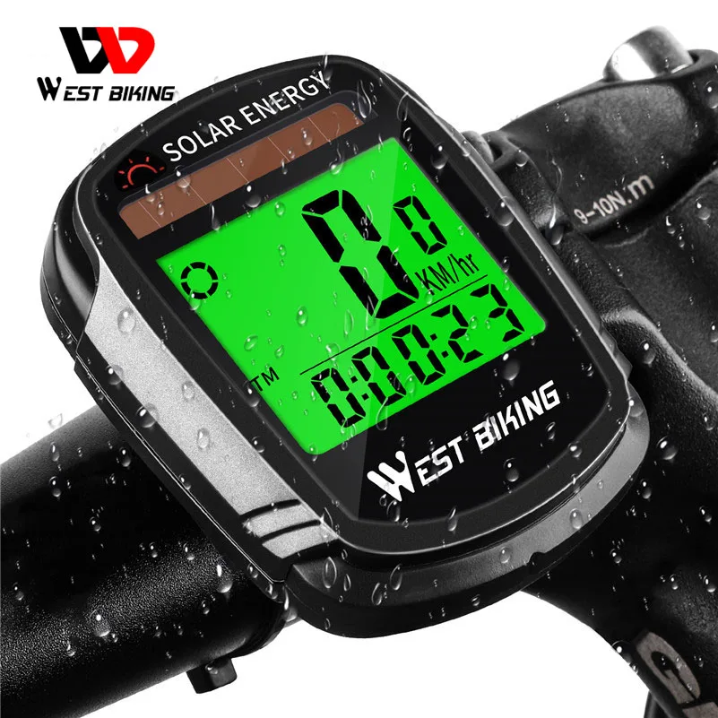 WEST BIKING Solar Powered Bike Computer Wireless Waterproof Bicycle