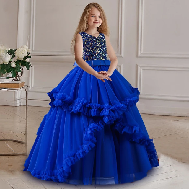 Robe de princesse de Noël pour filles, sans manches, fleur lumineuse,  communion formelle pour enfants, fête d'anniversaire, pompeuse, robe de  soirée - AliExpress