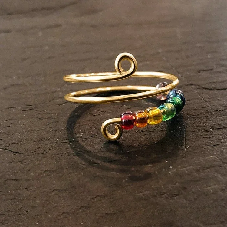 Anello Antistress Rotante Con Zirconio E Perline A Doppio Strato, Regolabile E Apribile, Perfetto Per Ansia E Stress, Disponibile In Rosa, Oro E Argento