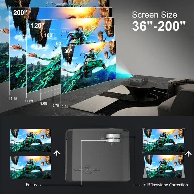 WEWATCH V50 מיני חכם מקרן HD Ntive 1080P WiFi Proyector built רמקול נייד חיצוני נגן קולנוע ביתי מקרנים| |  -2