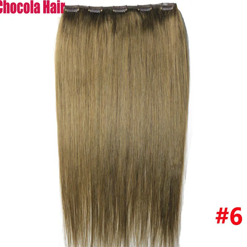 Chocala 100% Brazilian Human Remy Hair Extensions 20"-28" 180g One Piece Set With 5 Clips In 1pcs No-lace Straight