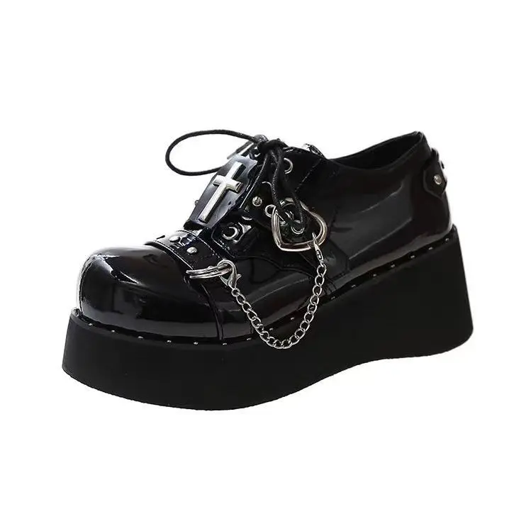 Gothic Punk Thi Heel oes Women's Spring 2025 New Sle Sweet Cool Spicy Platform Slip-On Faionable Casual Loers