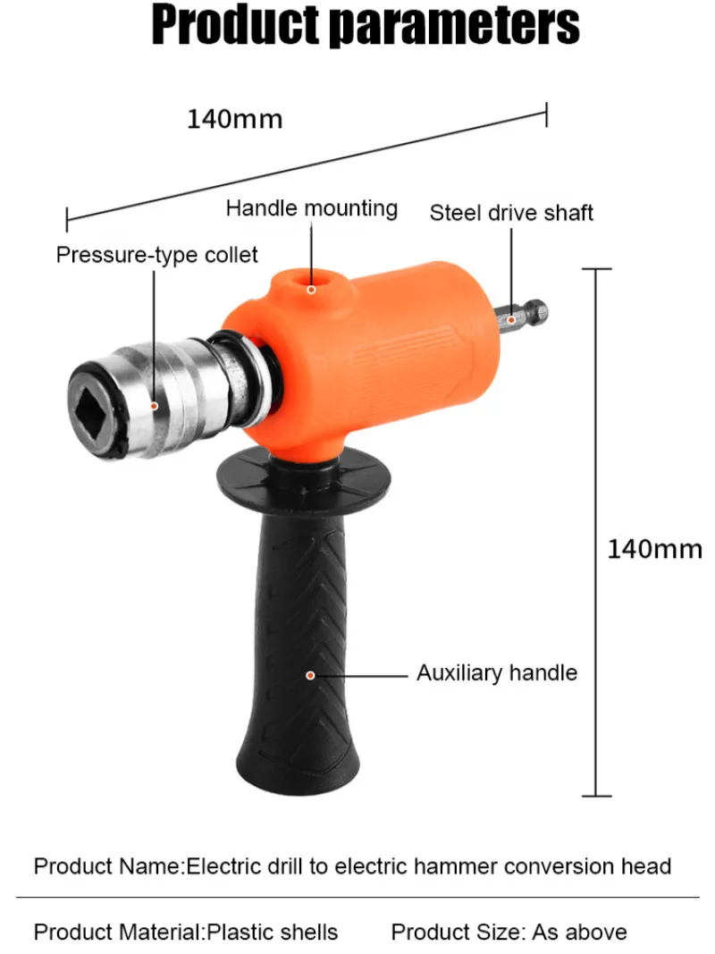 Pushdown quickfit head Impact head Impact Tools Compact High hardness hexagonal Comfort Grip Lamp perforation