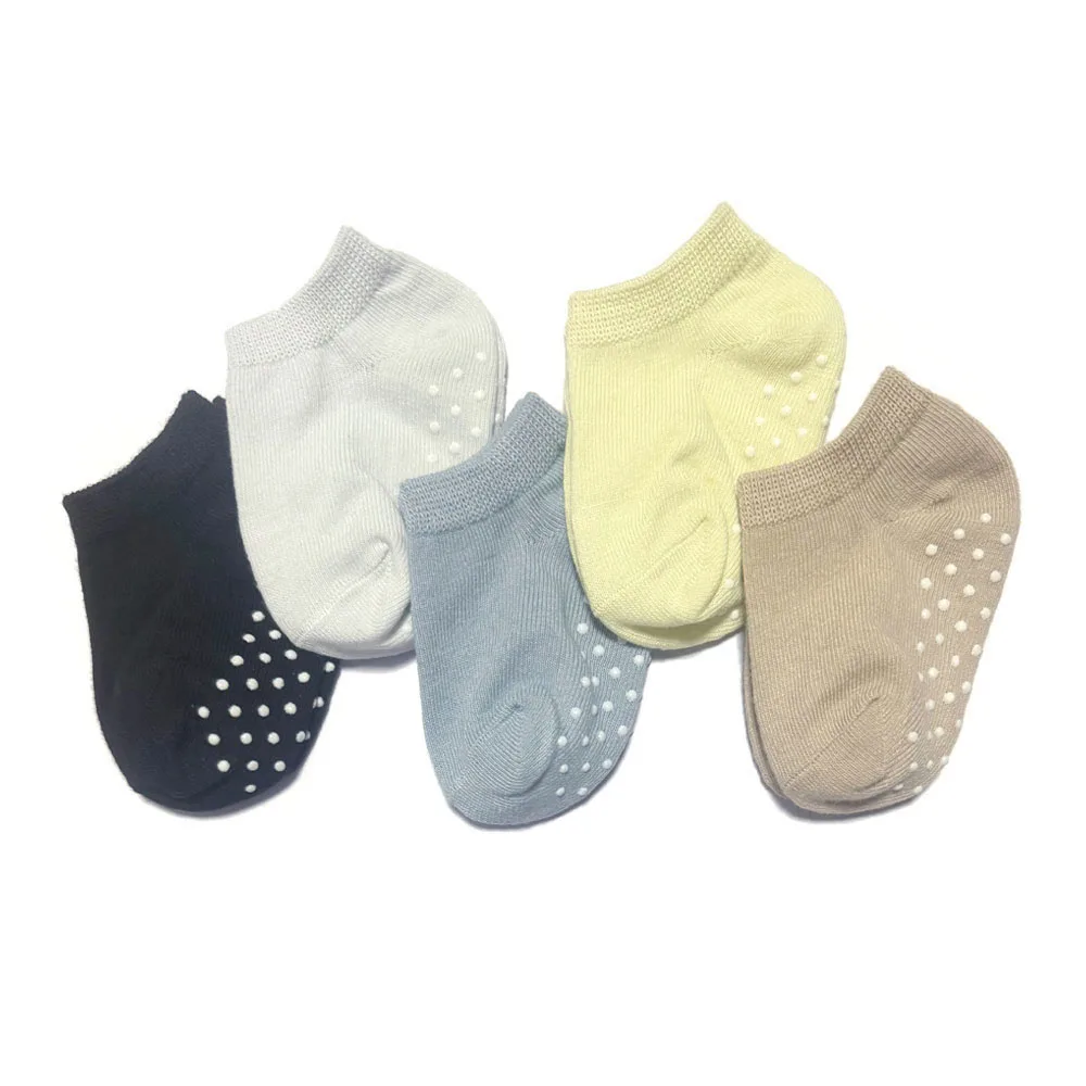 5 Pairs Kids Socks Non-slip Floor Socks For Toddler Baby Boys Girls White Ankle Socks 4