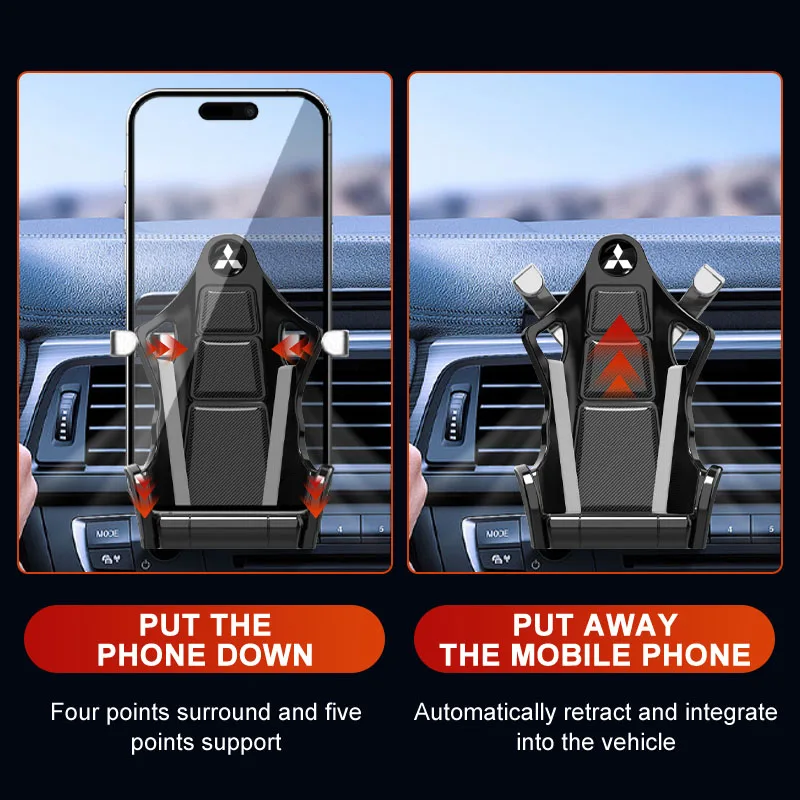 메탈 그래비티 차량용 핸드폰 거치대 실버 차량용 마운트 CD 슬롯 알루미늄 합금 배지 (미쓰비시 랠리아트 랜서 9 10 ASX 아웃랜더 P 용)